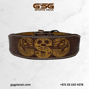 GSG PowerGrip Leather Weightlifting Belt – Brown
