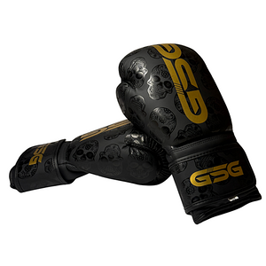 Skull Strike Boxing Gloves – Black & Gold