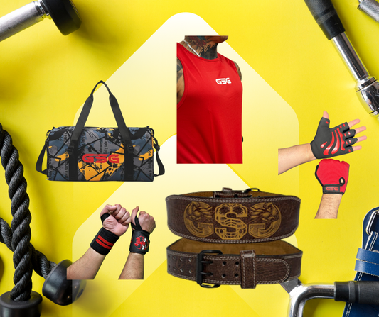 GSG Sports Wear Ultimate Fitness Bundle – Bag, Belt, Wrist Straps, Gloves & Tanktop