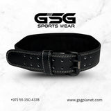 GSG PowerGrip Leather Weightlifting Belt – Black