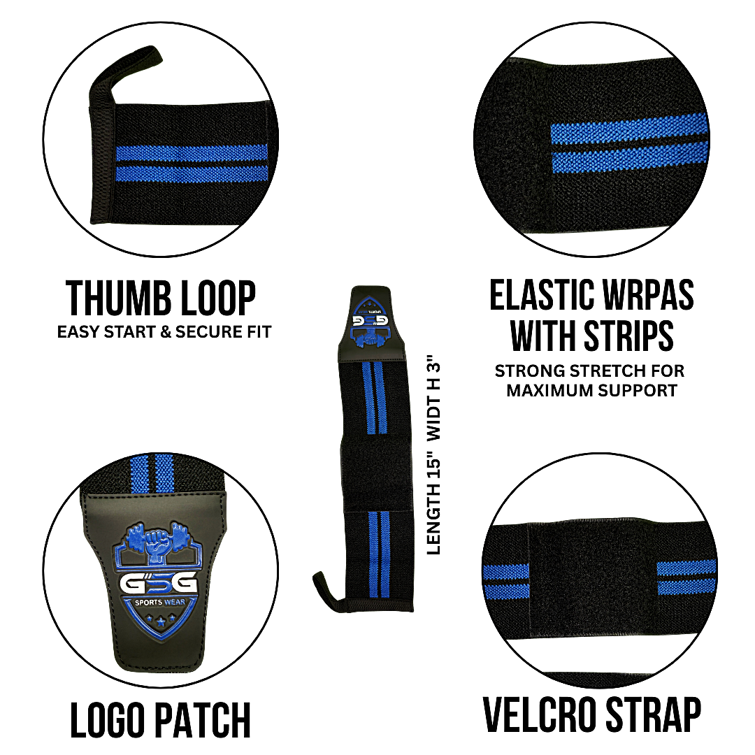 Wrist Straps – Blue & Black GSG Sports Wear