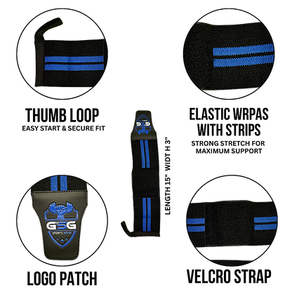 Wrist Straps – Blue & Black GSG Sports Wear
