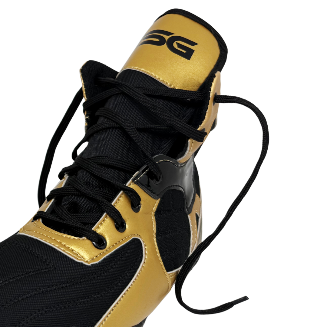 Professional Gym Wrestling and Boxing Shoes Lightweight Ankle Support Golden PU Leather