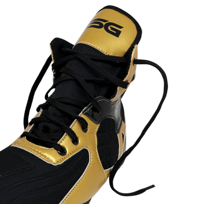 Professional Gym Wrestling and Boxing Shoes Lightweight Ankle Support Golden PU Leather