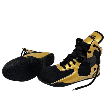Professional Gym Wrestling and Boxing Shoes Lightweight Ankle Support Golden PU Leather