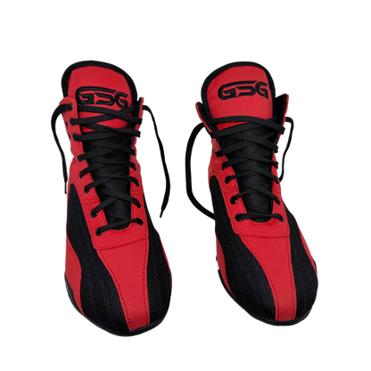 Professional Gym Wrestling and Boxing Shoes Lightweight Ankle Support Red Black Amara Leather