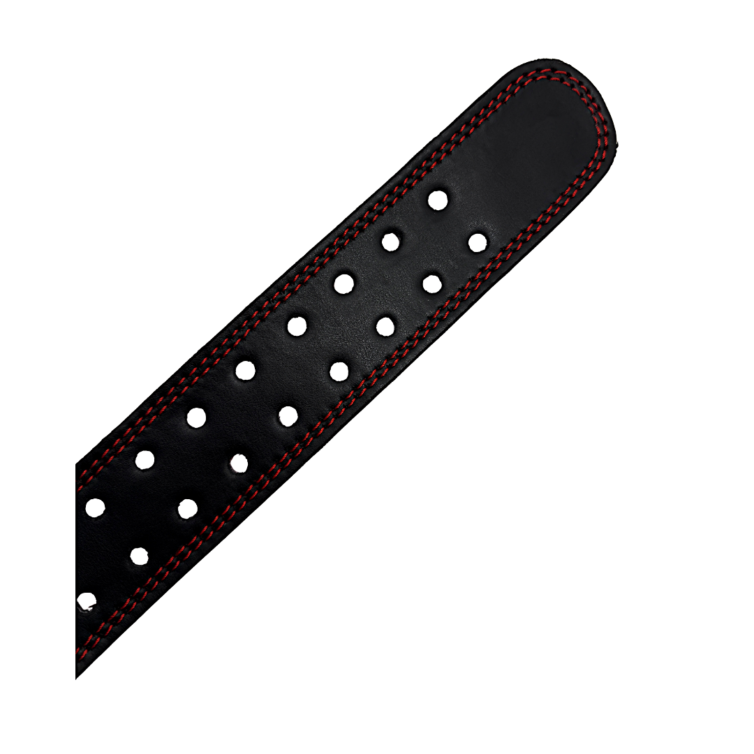 GSG Pro Gym Leather Belt - Double Prong - Black & Red Edition
