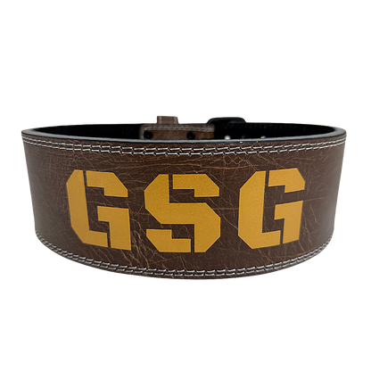 GSG Premium Leather Powerlifting Belt – Brown (Double Prong Buckle)