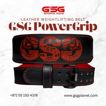 GSG PowerGrip Leather Weightlifting Belt – Red