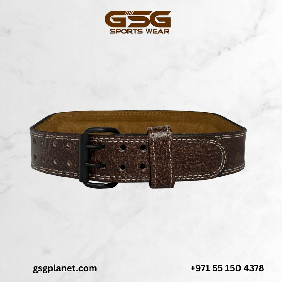 GSG PowerGrip Leather Weightlifting Belt – Brown