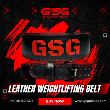 GSG Premium Leather Weightlifting Belt - Red