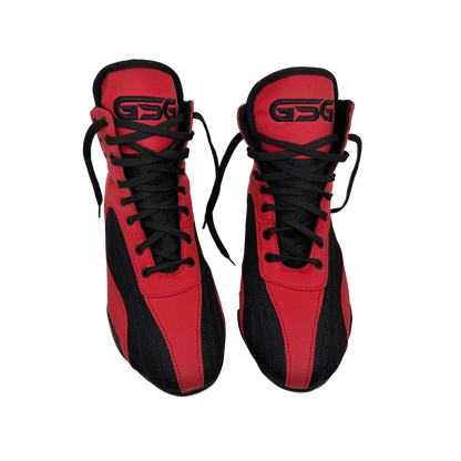 Professional Gym Wrestling and Boxing Shoes Lightweight Ankle Support Red Black Amara Leather