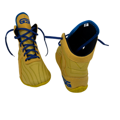 Professional Gym, Wrestling and Boxing Shoes Lightweight High Ankle Support (Yellow & Blue)