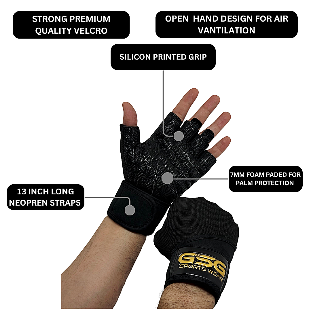 Weightlifting Gym Gloves - Black