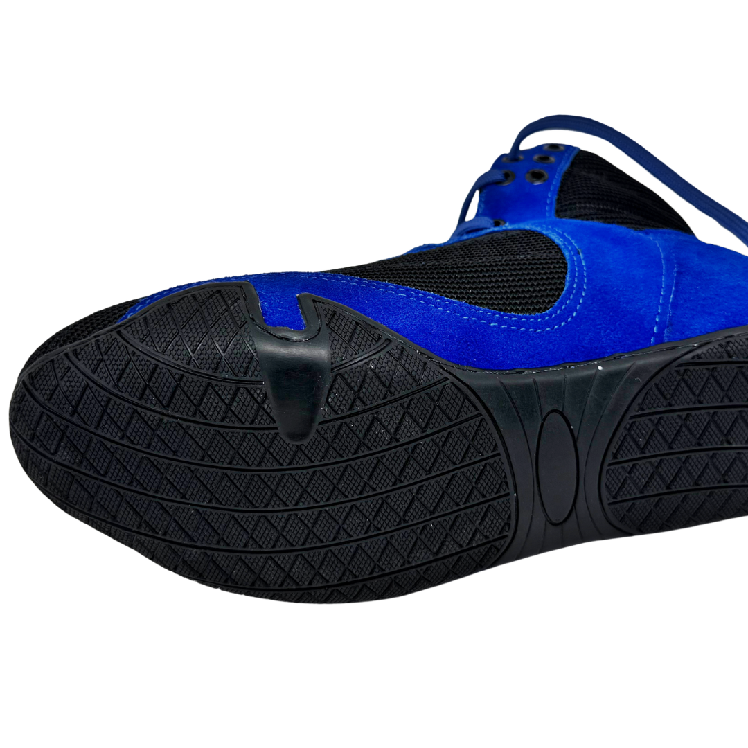 Professional Gym Wrestling and Boxing Shoes Lightweight Ankle Support Blue Genuine Leather