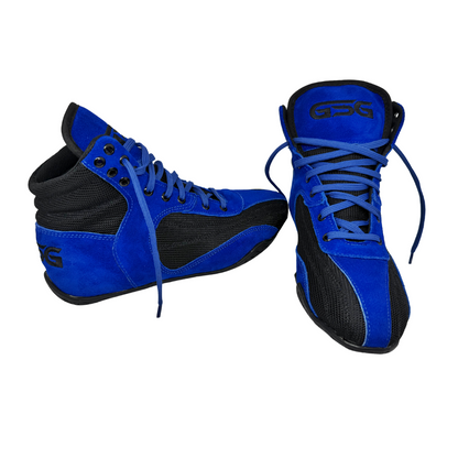 Professional Gym Wrestling and Boxing Shoes Lightweight Ankle Support Blue Genuine Leather