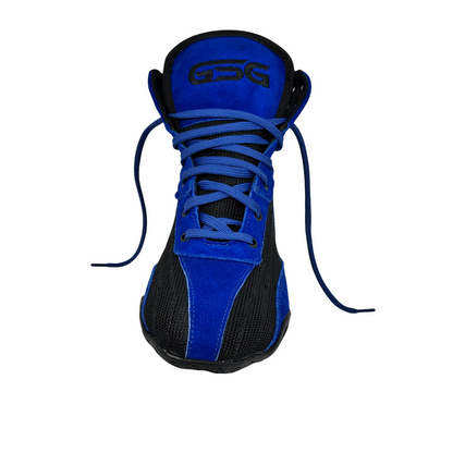Professional Gym Wrestling and Boxing Shoes Lightweight Ankle Support Blue Genuine Leather