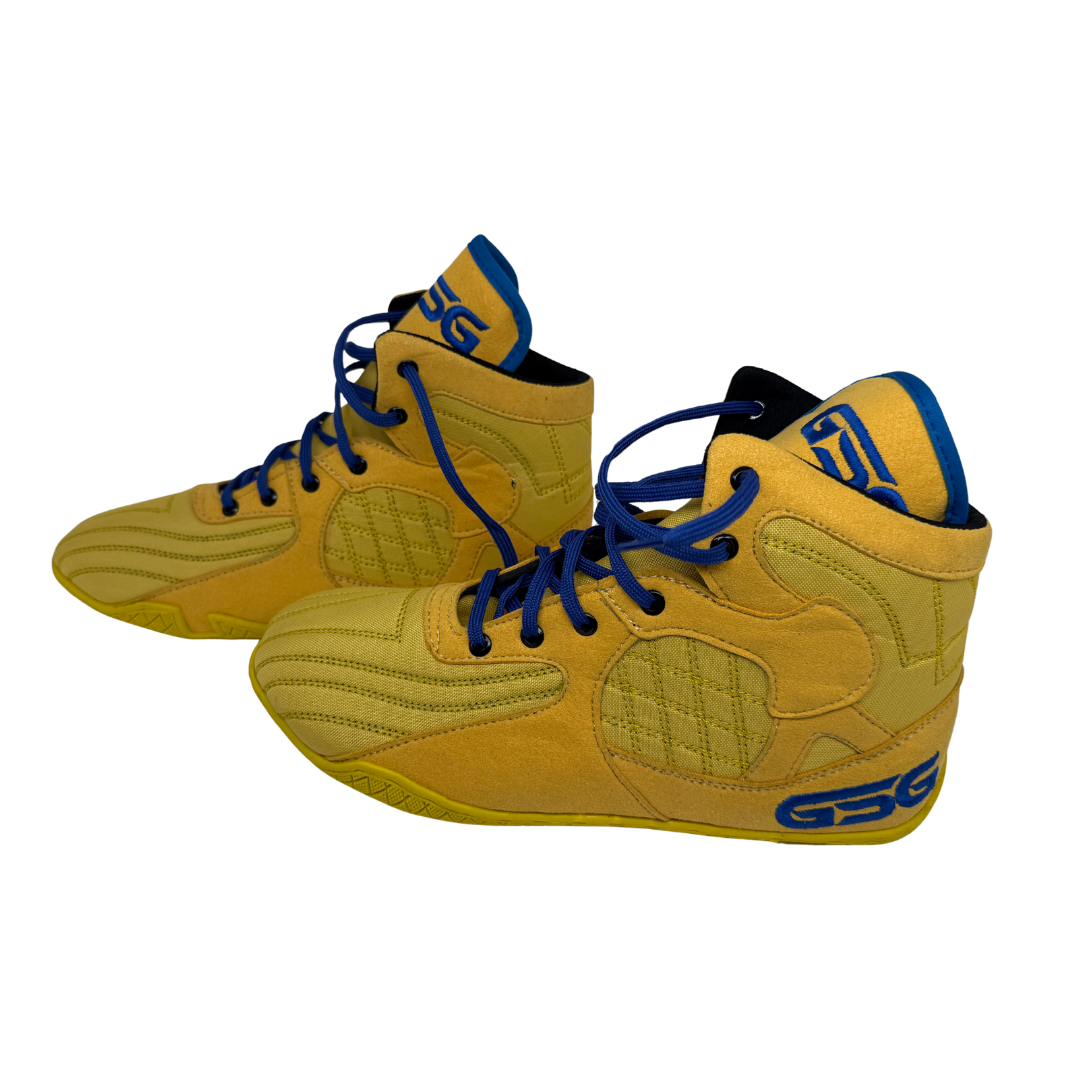 Professional Gym, Wrestling and Boxing Shoes Lightweight High Ankle Support (Yellow & Blue)