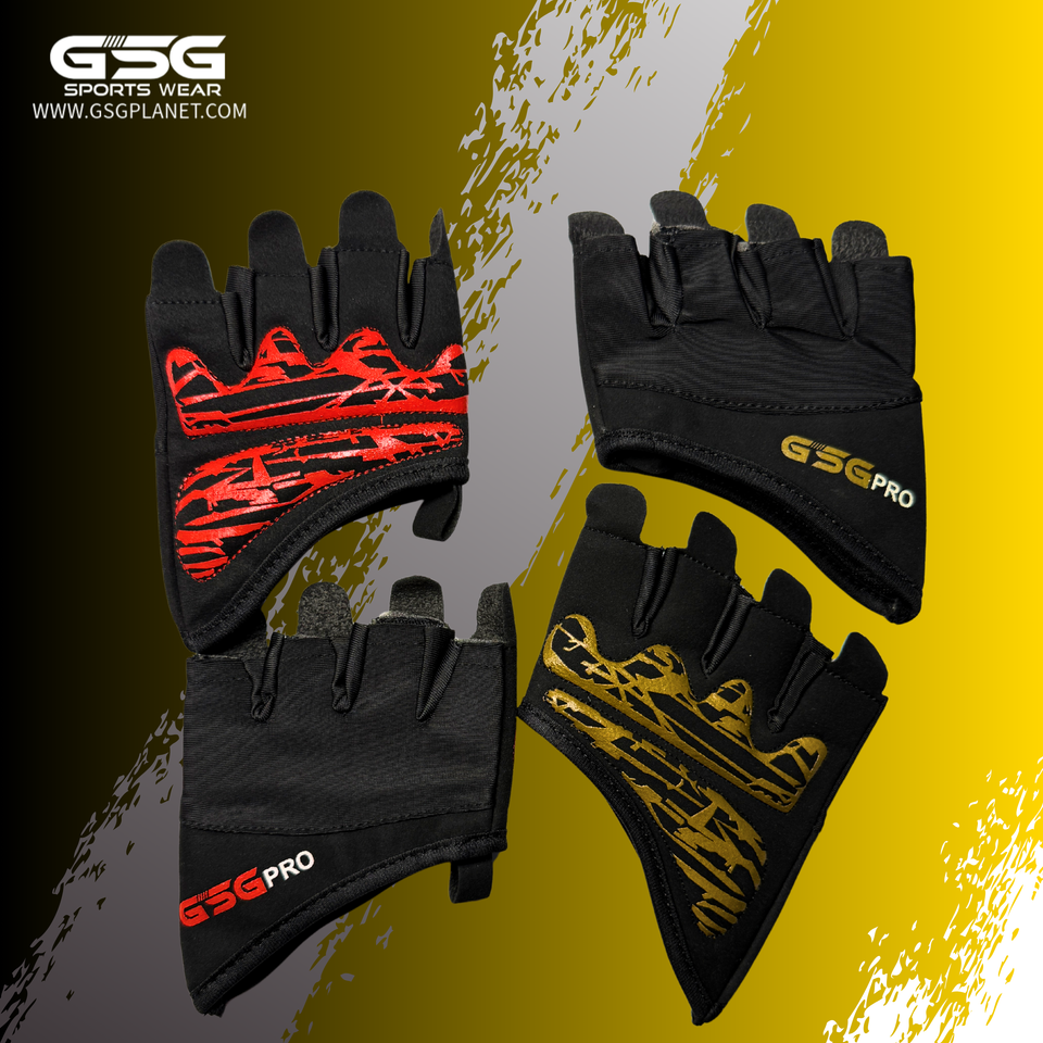 GSG PRO Grip Lifting Pads –  Gold Gym Gloves with Fingerless Design & Superior Palm Grip