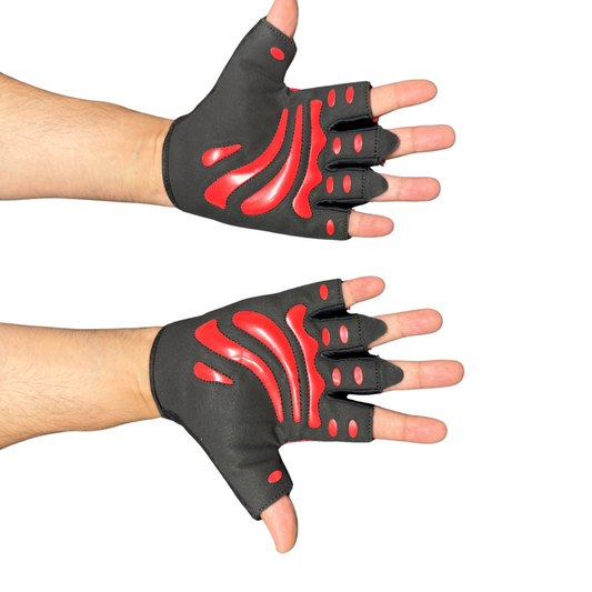 Strong Grip Fingerless Gym Gloves –Red