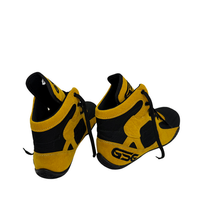 Professional Gym Wrestling and Boxing Shoes Lightweight Ankle Support Golden Black Amara Leather