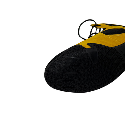 Professional Gym Wrestling and Boxing Shoes Lightweight Ankle Support Golden Black Amara Leather