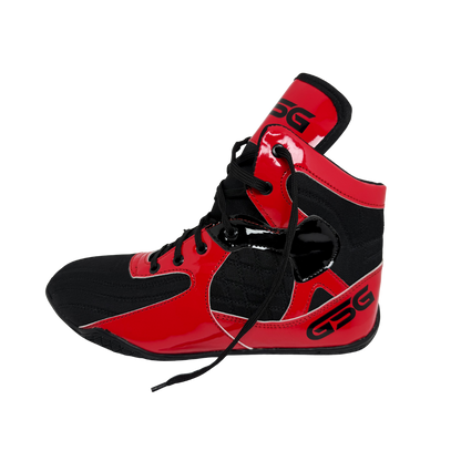 Professional Gym Wrestling and Boxing Shoes Lightweight Ankle Support Red PU Leather