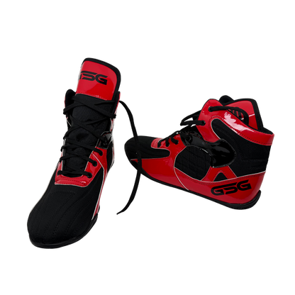 Professional Gym Wrestling and Boxing Shoes Lightweight Ankle Support Red PU Leather