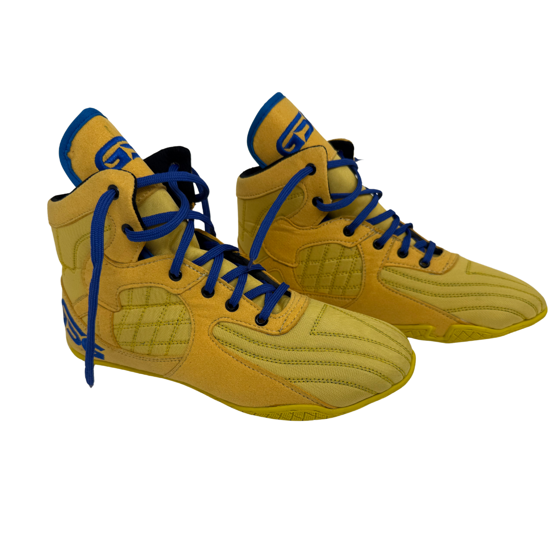 Professional Gym, Wrestling and Boxing Shoes Lightweight High Ankle Support (Yellow & Blue)