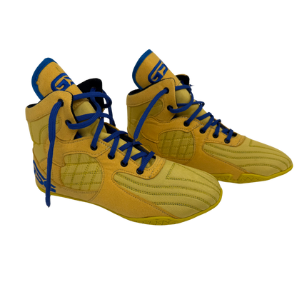 Professional Gym, Wrestling and Boxing Shoes Lightweight High Ankle Support (Yellow & Blue)