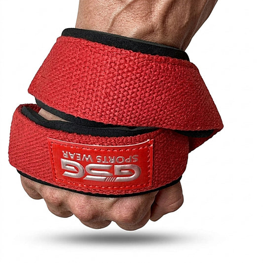 Figure 8 Lifting Strap – Heavy Duty Wrist Support for Deadlifts & Powerlifting-RED