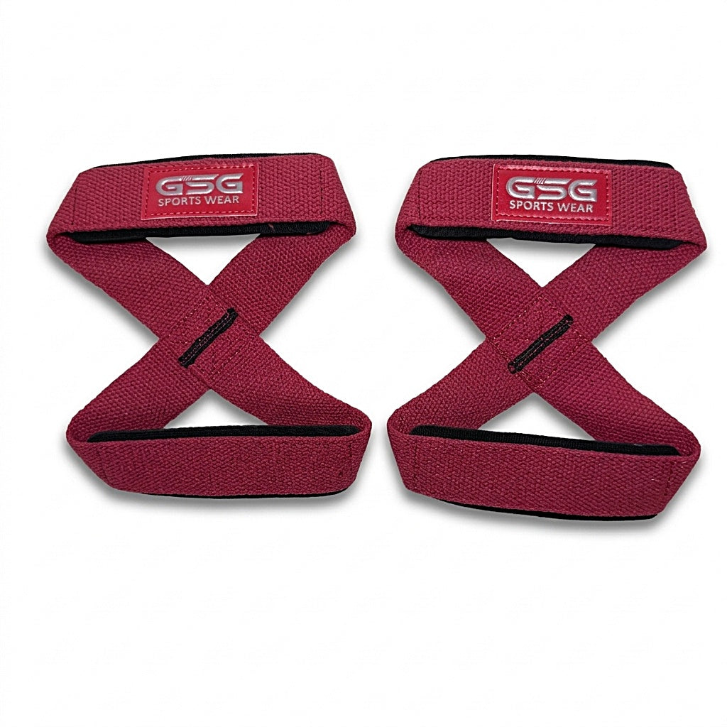 Figure 8 Lifting Strap – Heavy Duty Wrist Support for Deadlifts & Powerlifting-RED