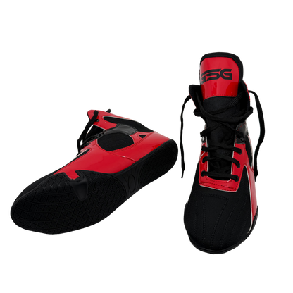 Professional Gym Wrestling and Boxing Shoes Lightweight Ankle Support Red PU Leather