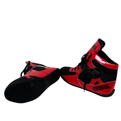 Professional Gym Wrestling and Boxing Shoes Lightweight Ankle Support Red PU Leather