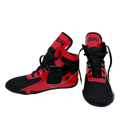 Professional Gym Wrestling and Boxing Shoes Lightweight Ankle Support Red PU Leather