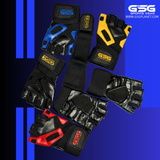 GSG PowerGrip Leather Gym Gloves with Wrist Support – Blue/Black
