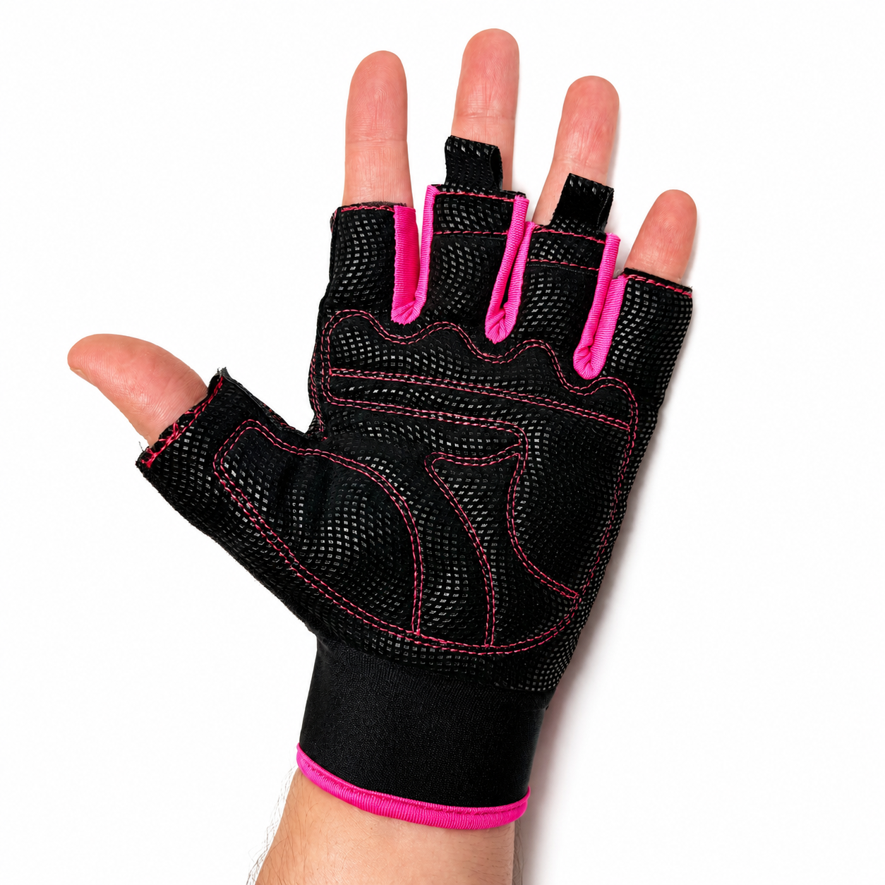GSG Women's Fingerless Gym Gloves | Premium Grip Weightlifting & Fitness Gloves (PINK)