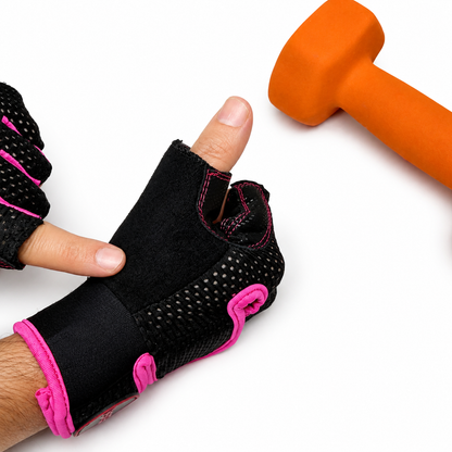 GSG Women's Fingerless Gym Gloves | Premium Grip Weightlifting & Fitness Gloves (PINK)