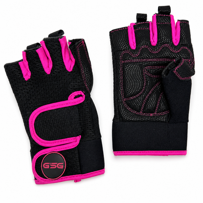 GSG Women's Fingerless Gym Gloves | Premium Grip Weightlifting & Fitness Gloves (PINK)