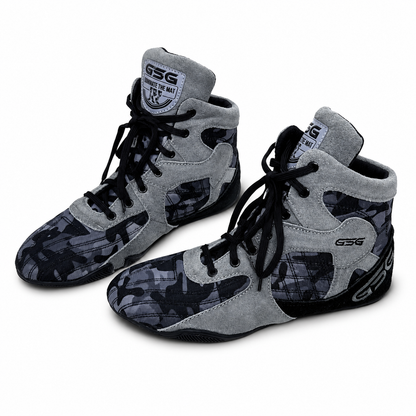 Professional Gym Wrestling & Boxing Shoes | Lightweight Leather Training Shoes with Ankle Support (Grey))
