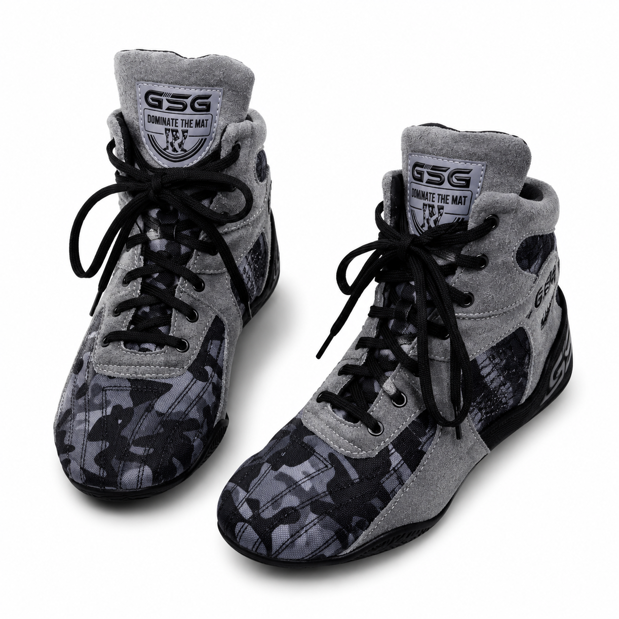 Professional Gym Wrestling & Boxing Shoes | Lightweight Leather Training Shoes with Ankle Support (Grey))