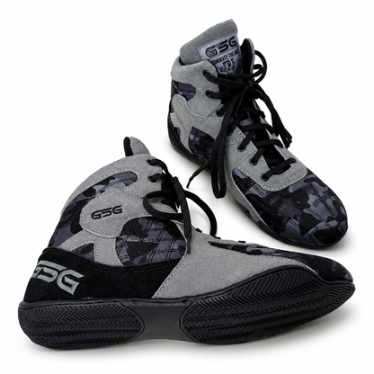 Professional Gym Wrestling & Boxing Shoes | Lightweight Leather Training Shoes with Ankle Support (Grey))