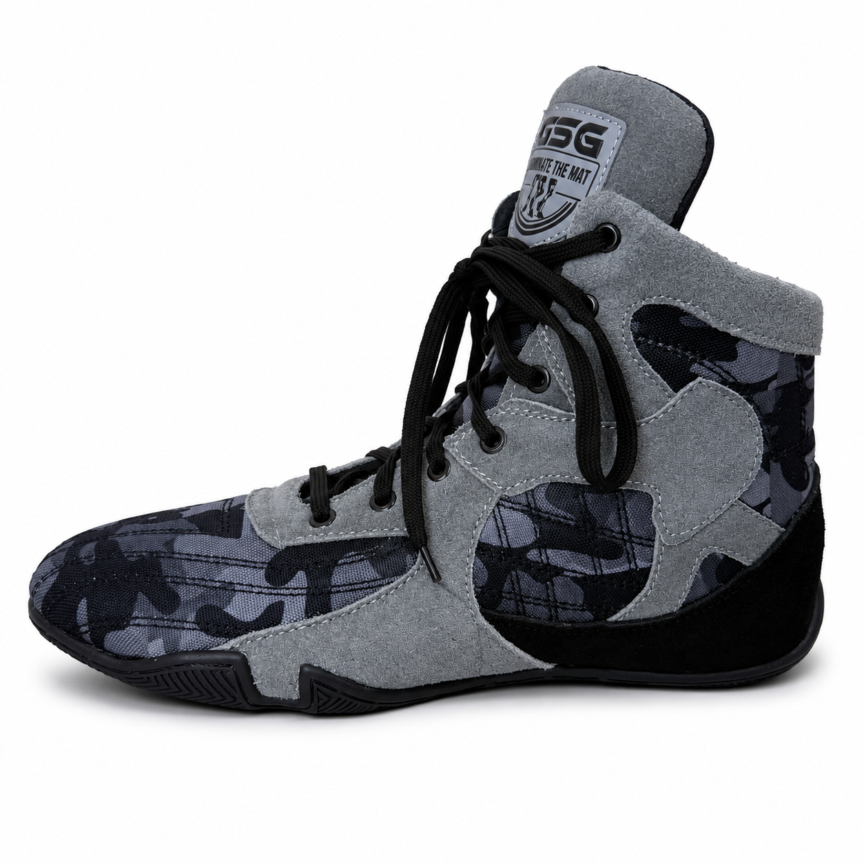 Professional Gym Wrestling & Boxing Shoes | Lightweight Leather Training Shoes with Ankle Support (Grey))