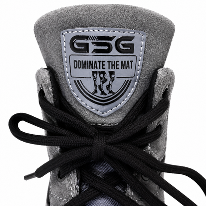 Professional Gym Wrestling & Boxing Shoes | Lightweight Leather Training Shoes with Ankle Support (Grey))