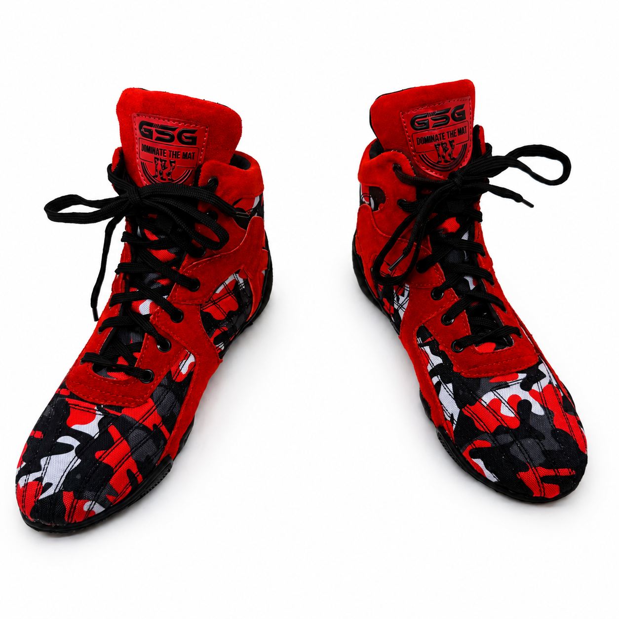 Professional Gym Wrestling & Boxing Shoes | Lightweight Leather Training Shoes with Ankle Support (Red)