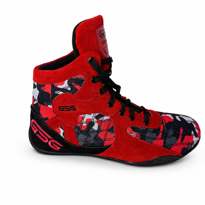 Professional Gym Wrestling & Boxing Shoes | Lightweight Leather Training Shoes with Ankle Support (Red)