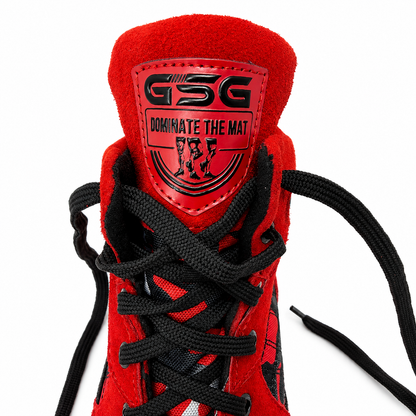 Professional Gym Wrestling & Boxing Shoes | Lightweight Leather Training Shoes with Ankle Support (Red)