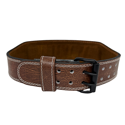 GSG Pro Gym Leather Belt Double Prong Brown Gold Edition