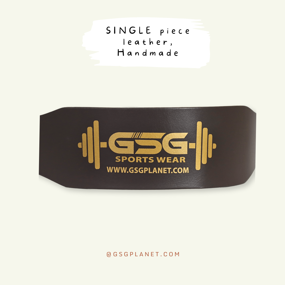 GSG Single piece Leather Weightlifting Belt For Support - Brown gsgplanet