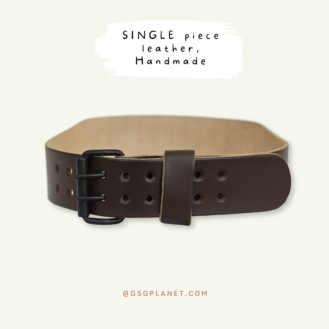 GSG Single piece Leather Weightlifting Belt For Support - Brown gsgplanet